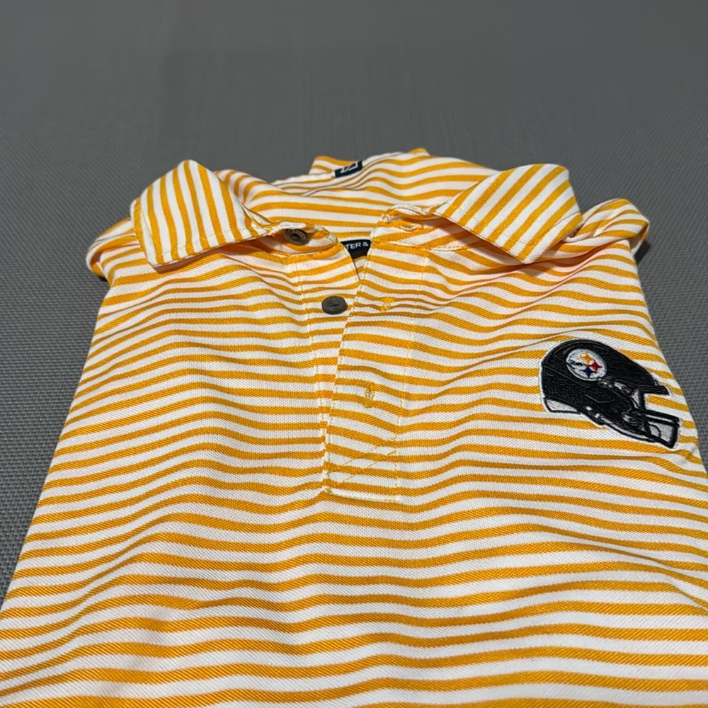 Pittsburgh Steelers Cutter & Buck Virtue Eco Pique Stripe Recycled Polo - Gold